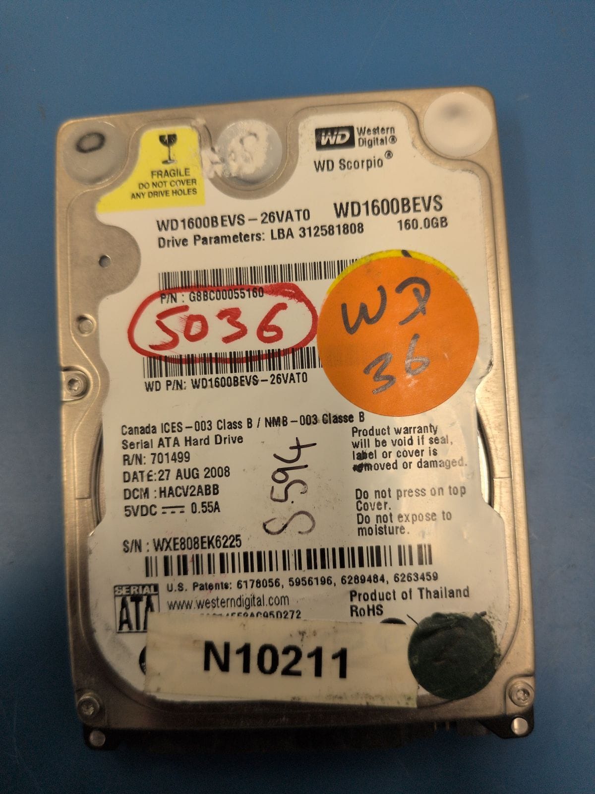 WD36 drive label (front)