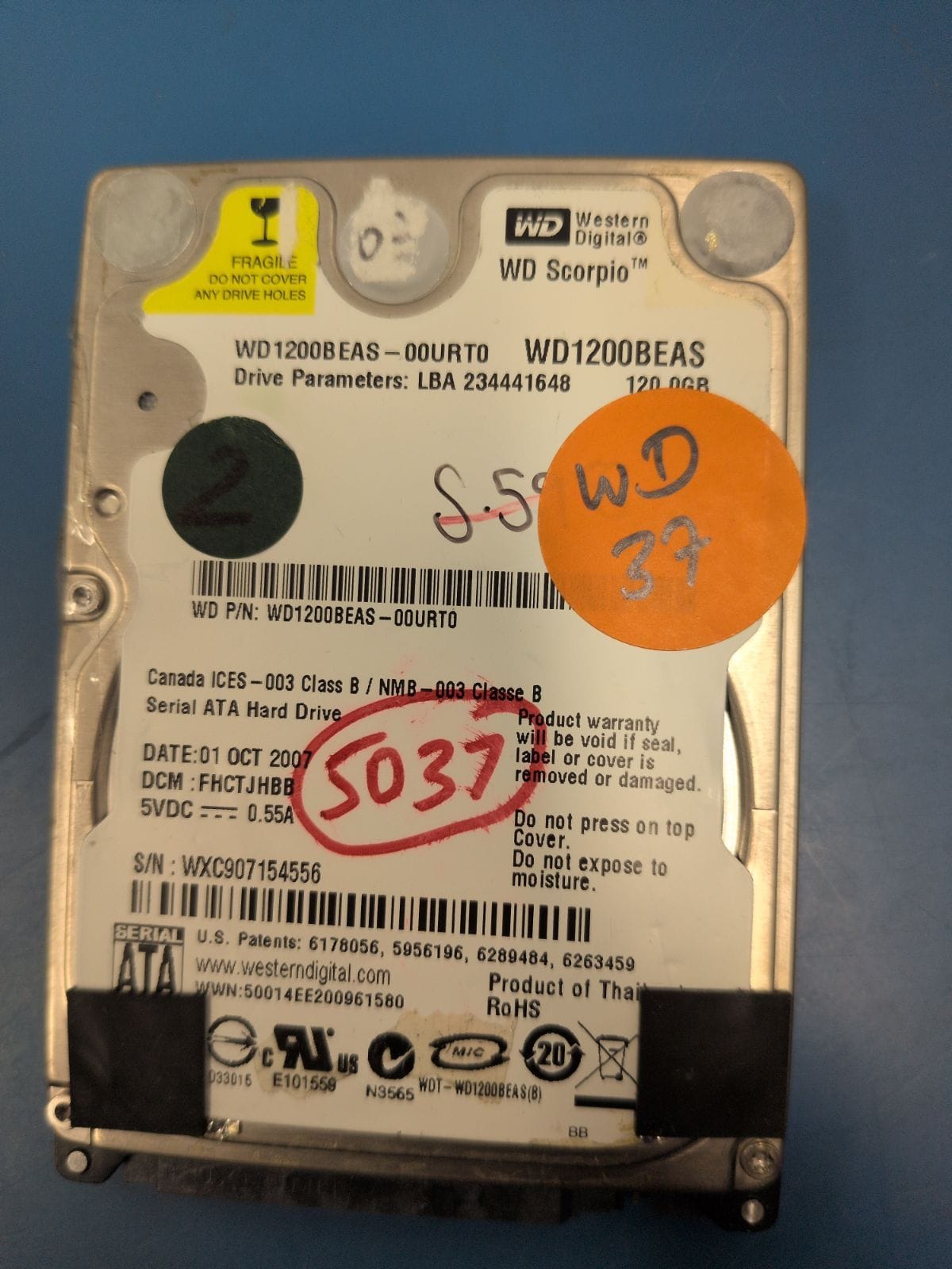 WD37 drive label (front)