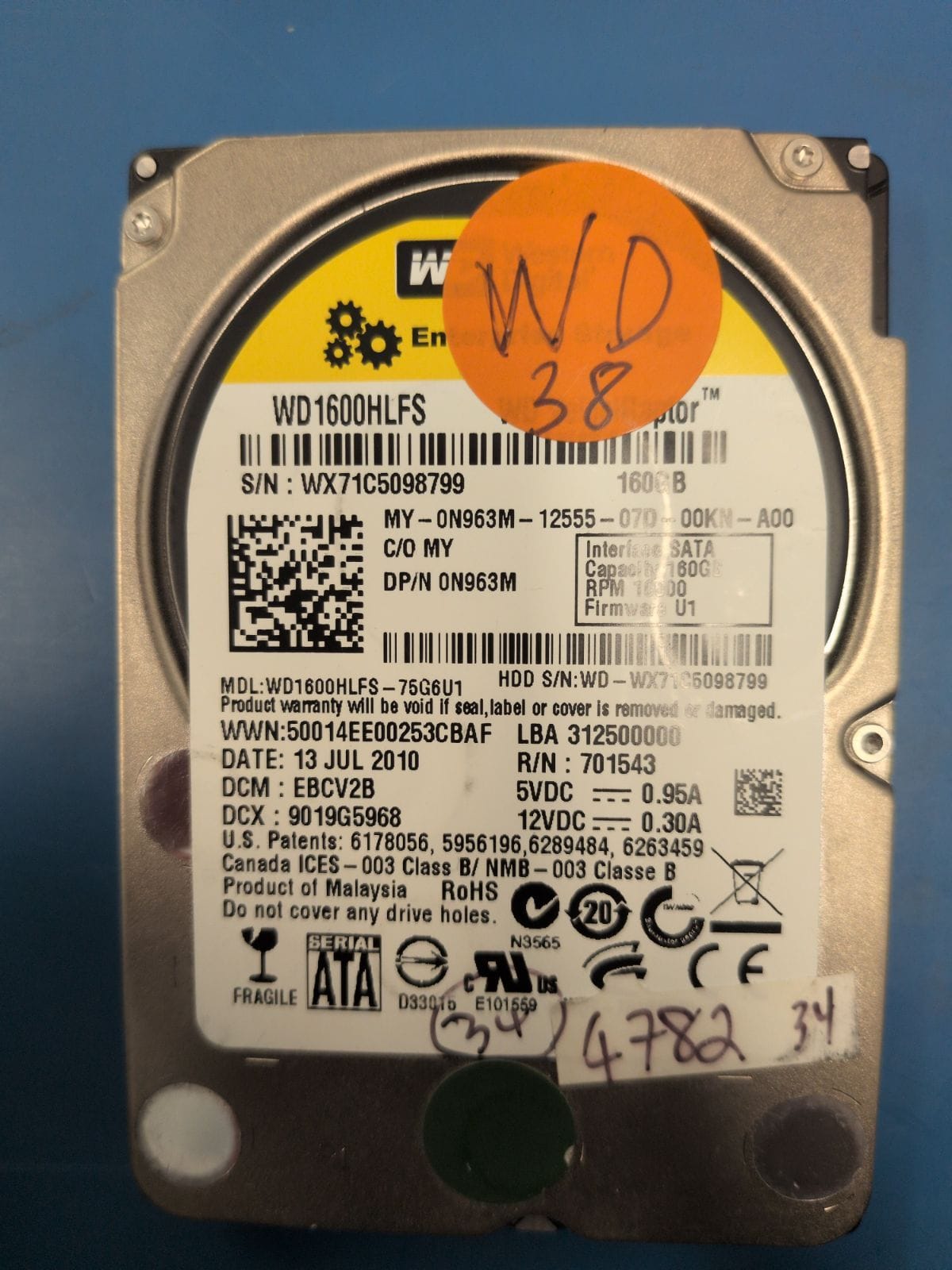 WD38 drive label (front)