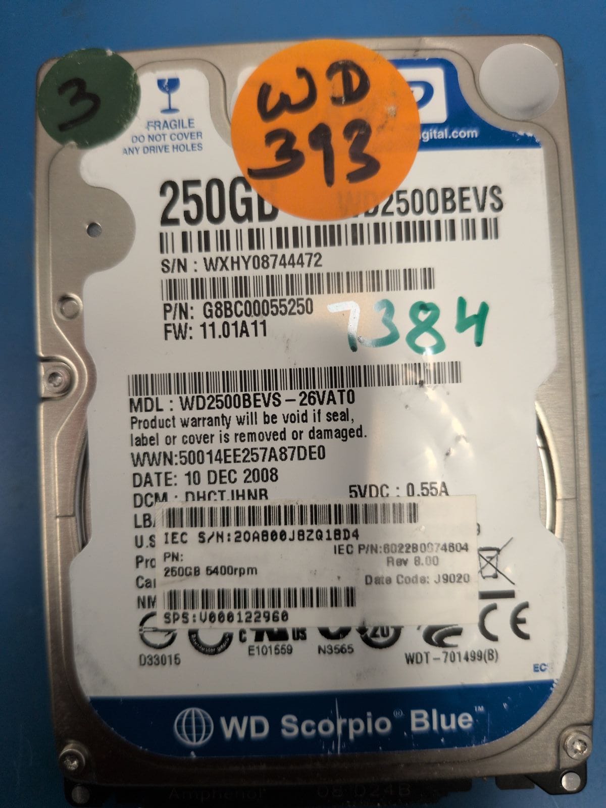 WD393 drive label (front)