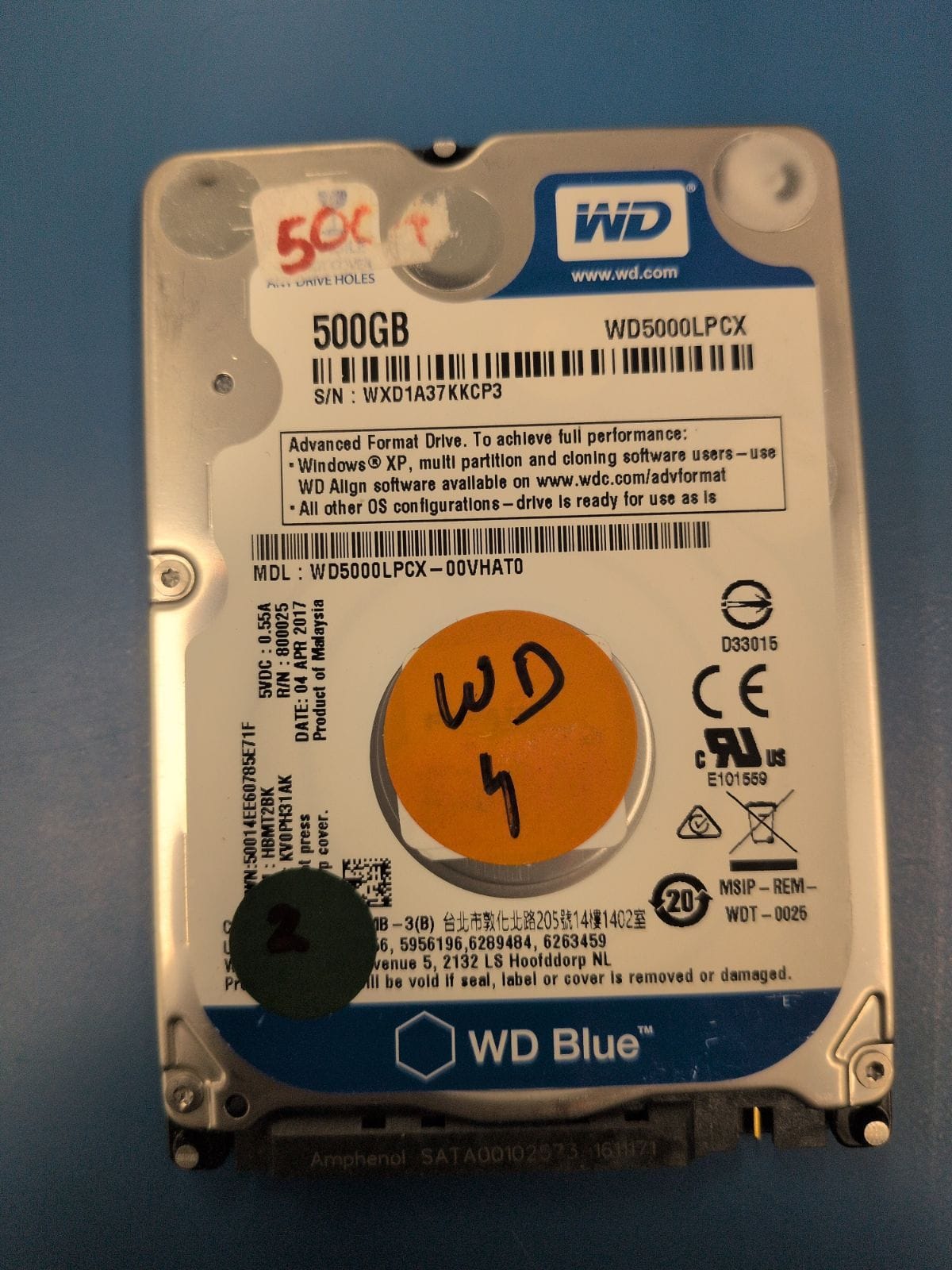 WD4 drive label (front)