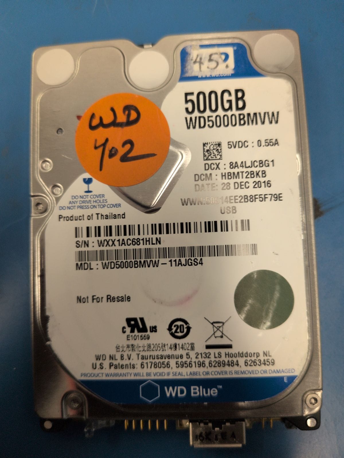 WD402 drive label (front)