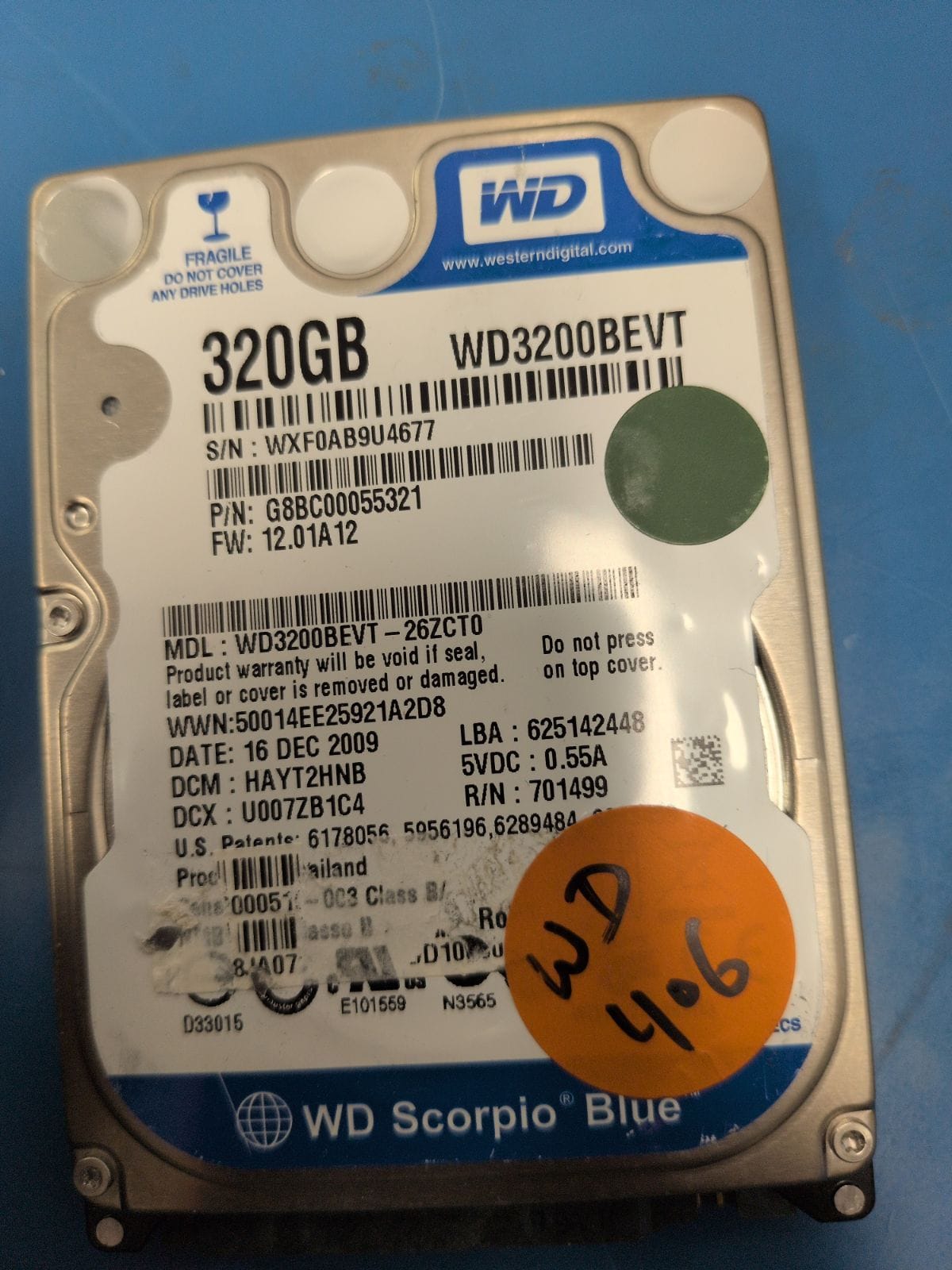 WD406 drive label (front)