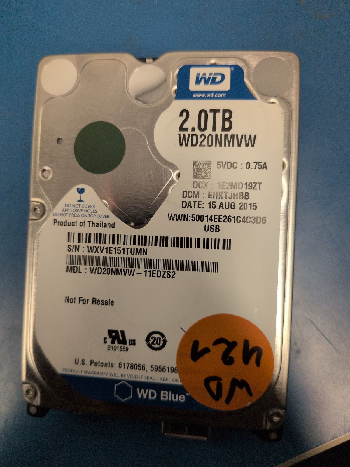 WD421 drive label (front)