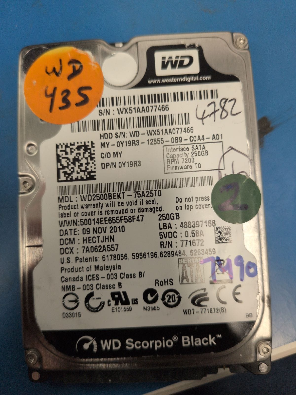 WD435 drive label (front)