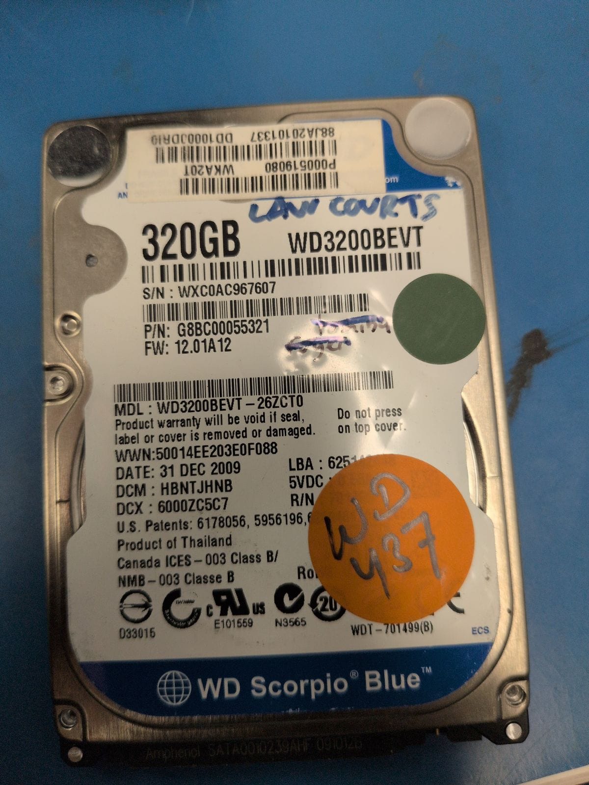 WD437 drive label (front)