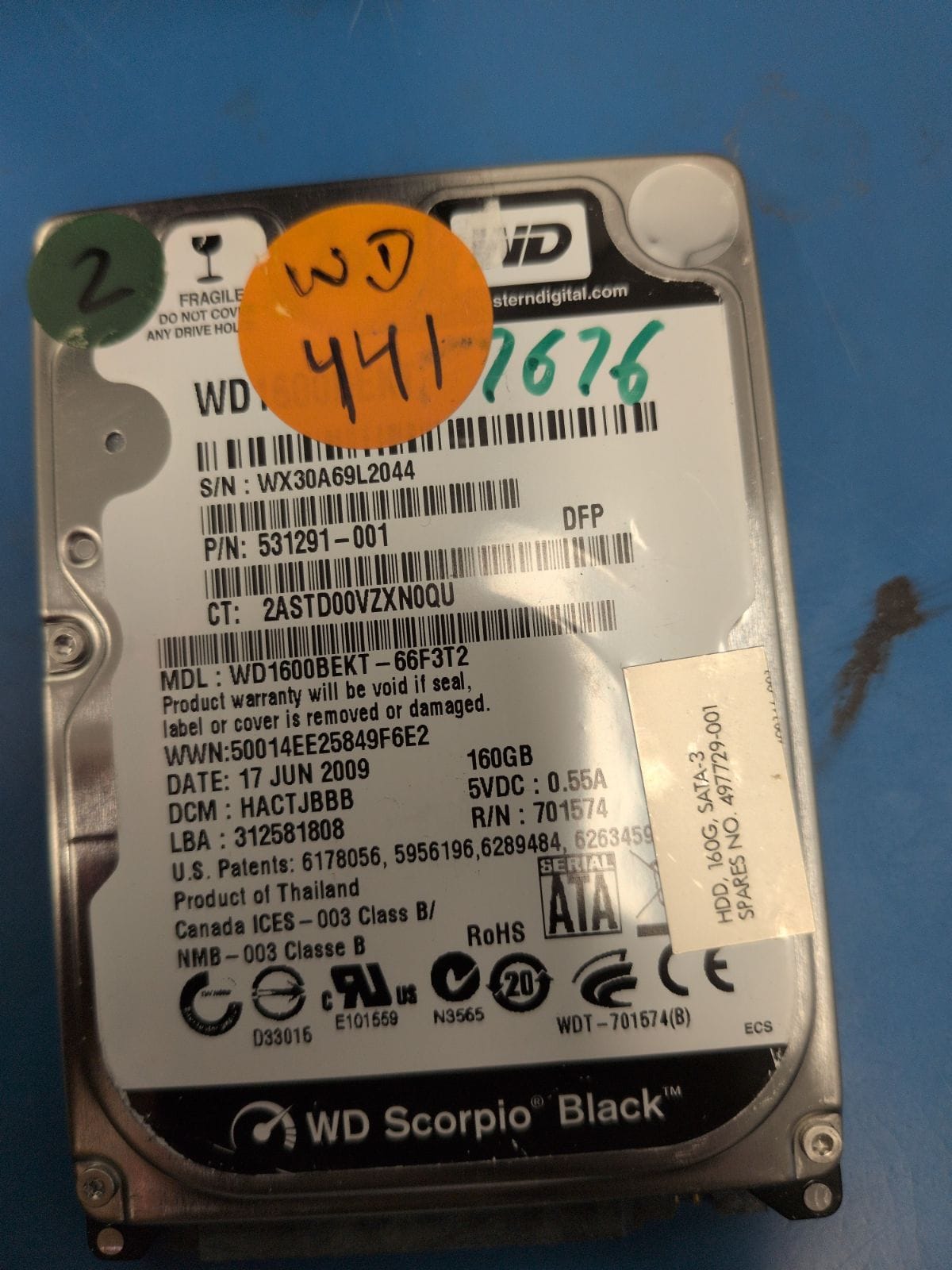 WD441 drive label (front)