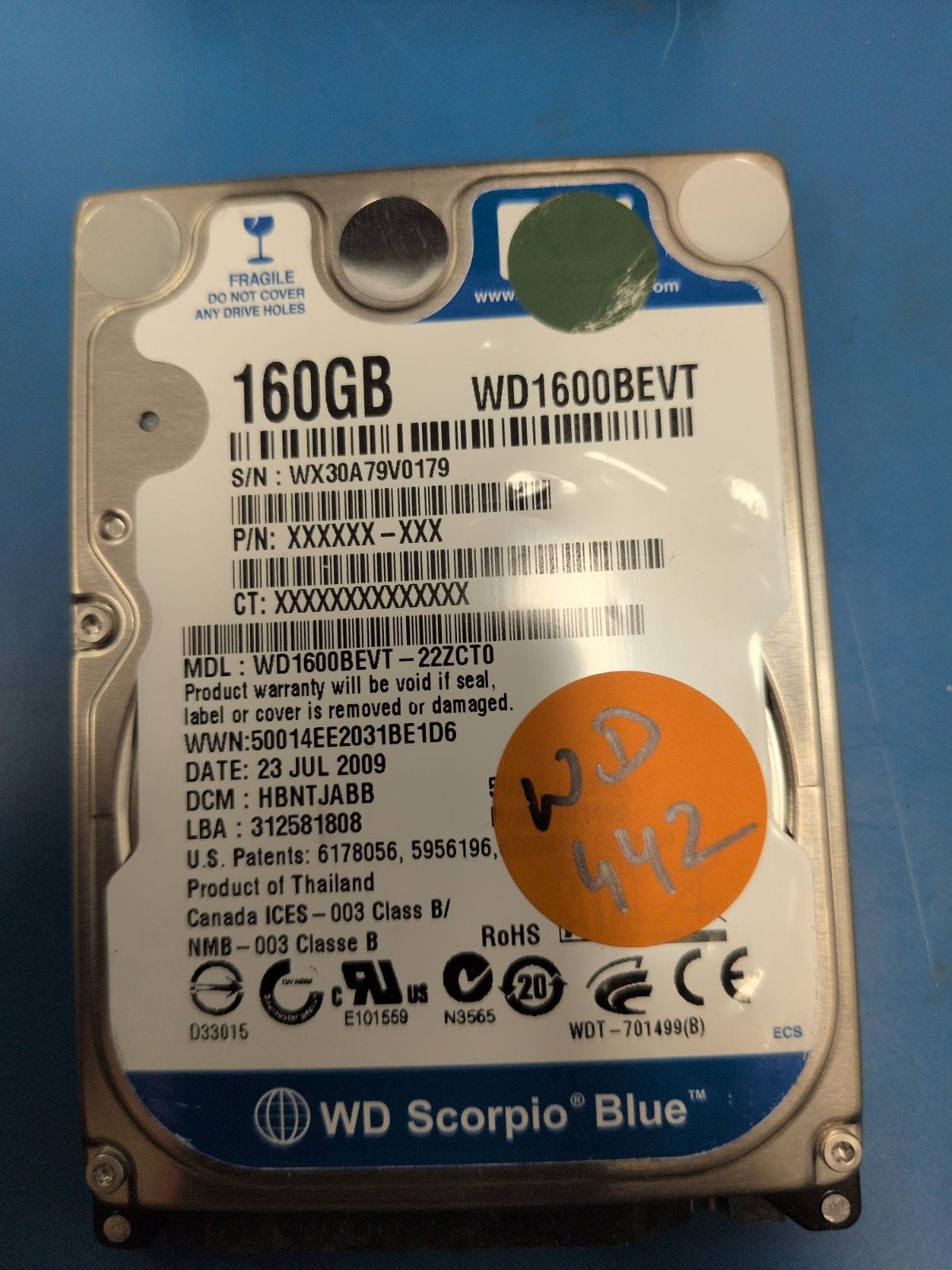 WD442 drive label (front)