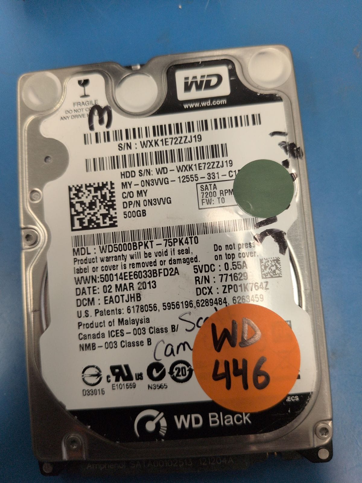 WD446 drive label (front)