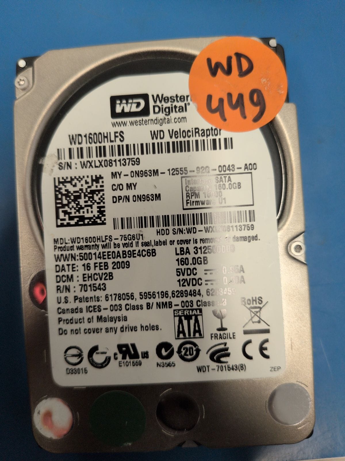 WD449 drive label (front)