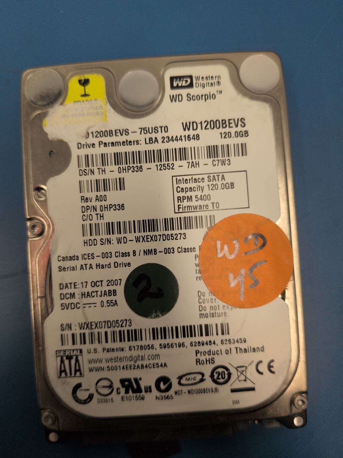 WD45 drive label (front)