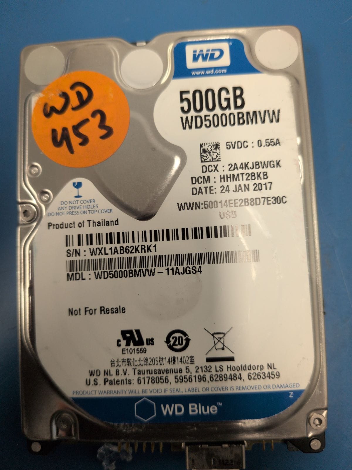 WD453 drive label (front)