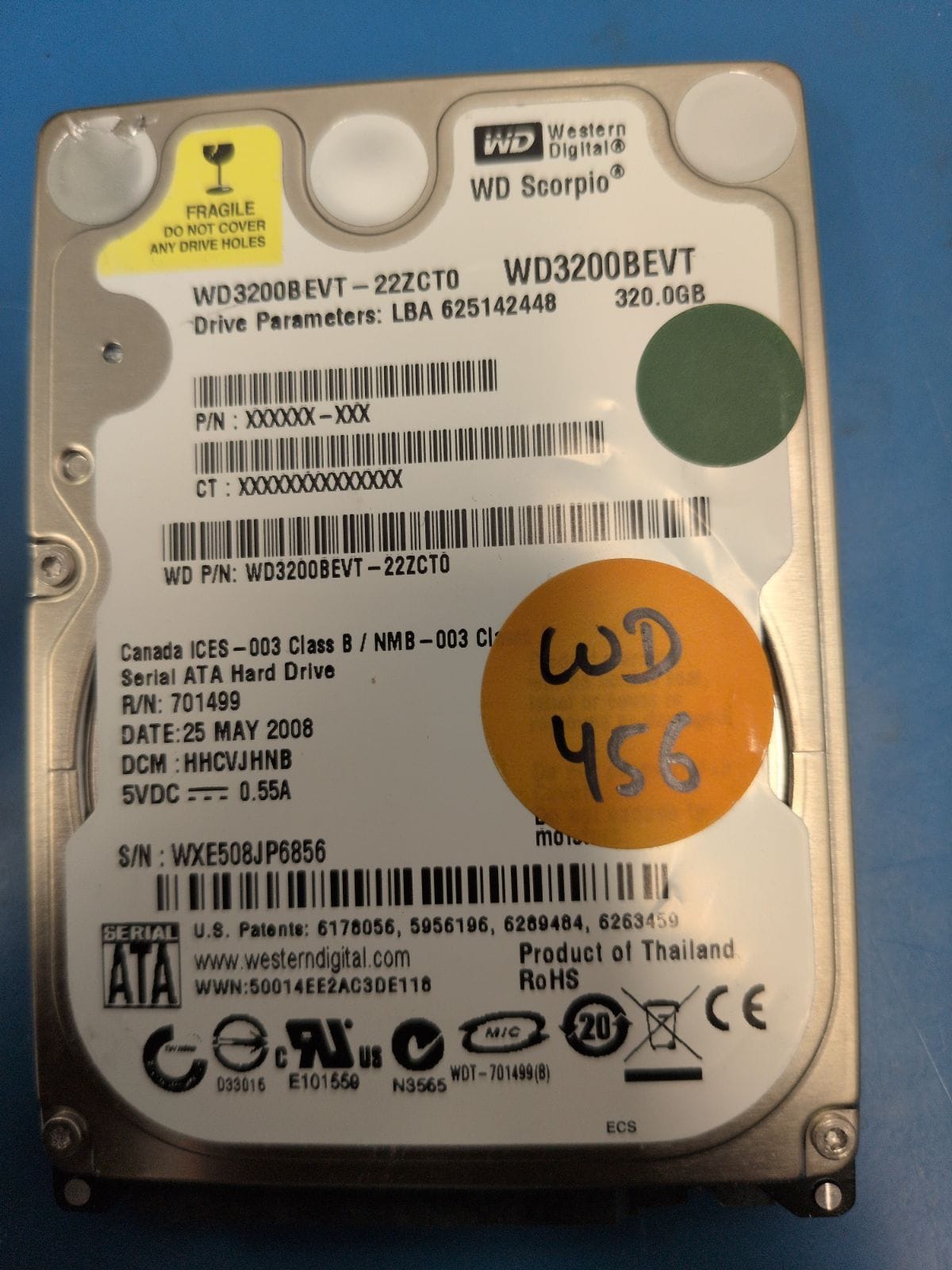 WD456 drive label (front)