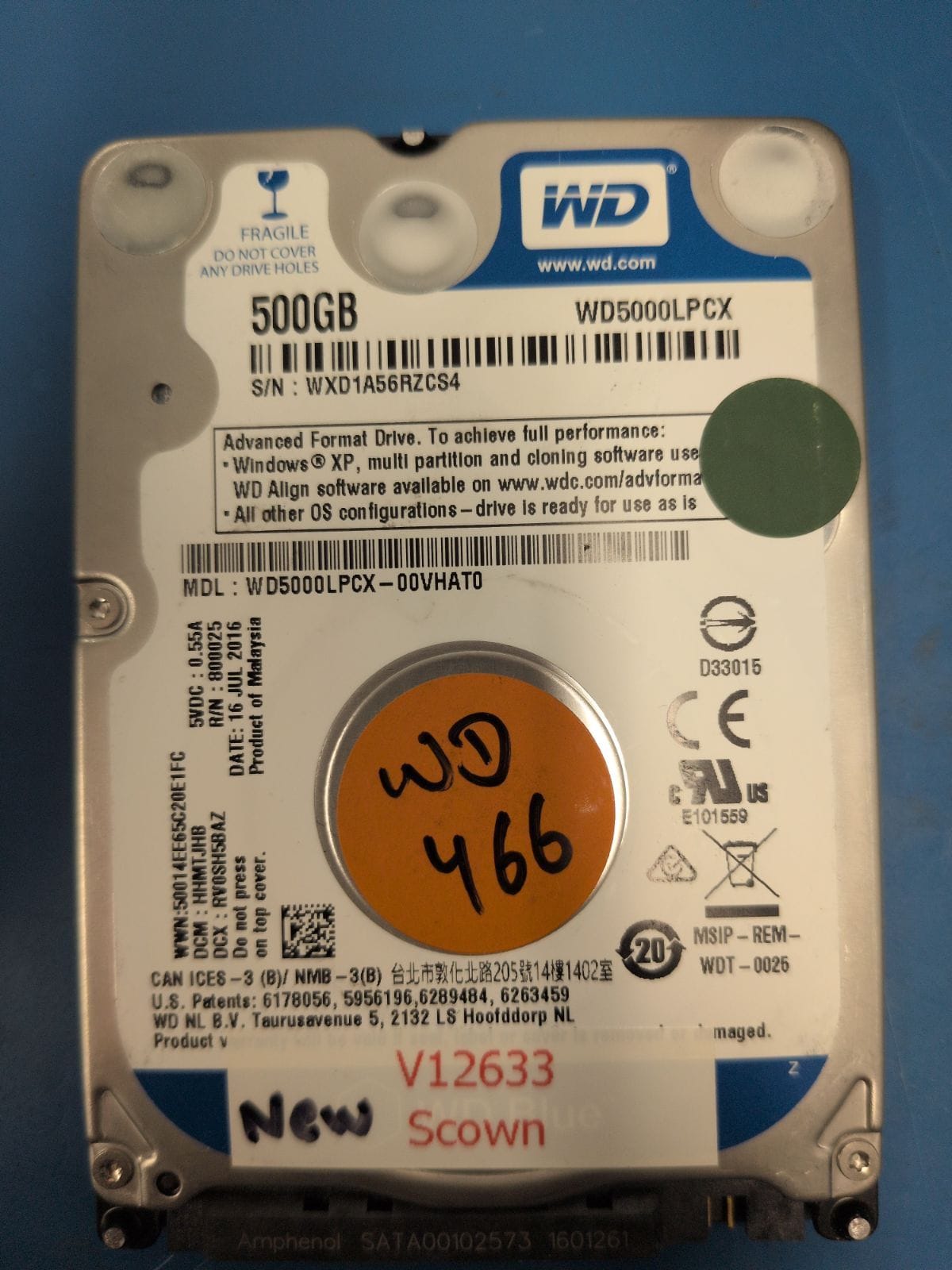 WD466 drive label (front)