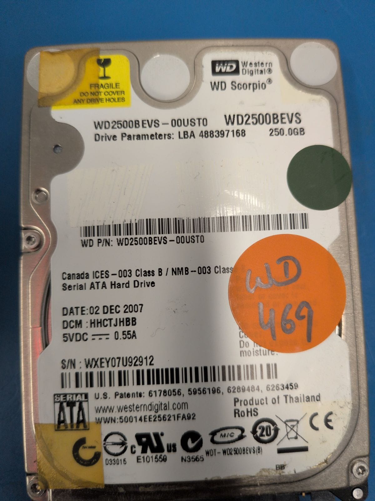 WD469 drive label (front)