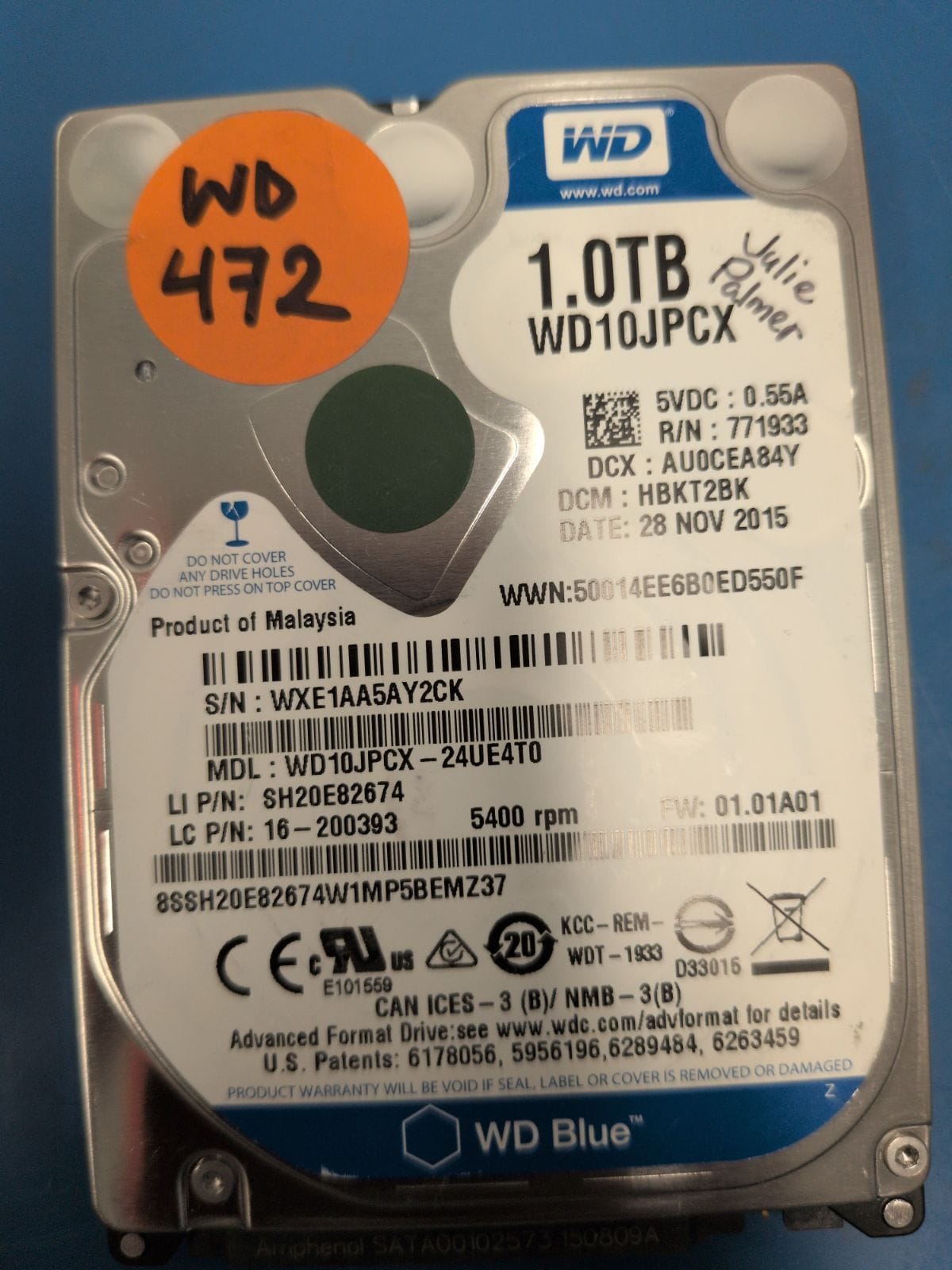 WD472 drive label (front)