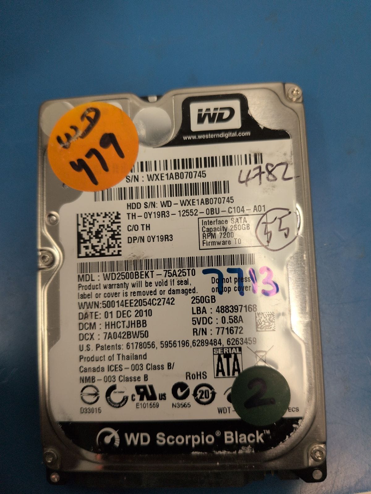 WD479 drive label (front)