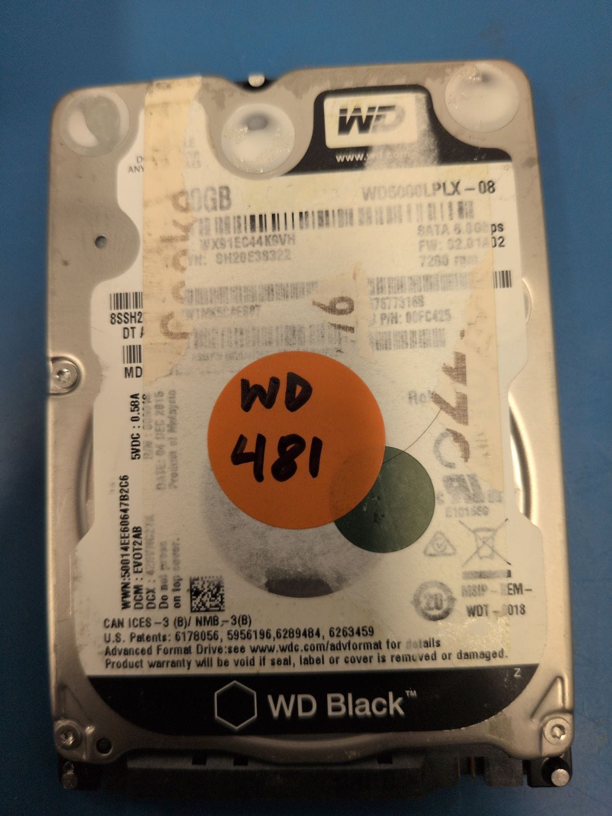 WD481 drive label (front)