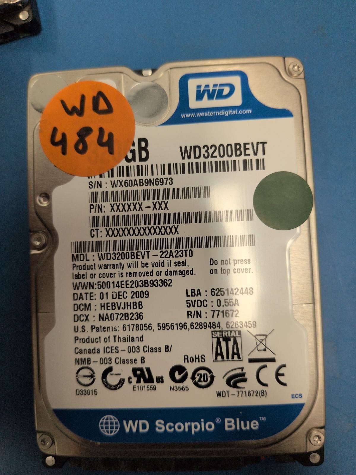 WD484 drive label (front)