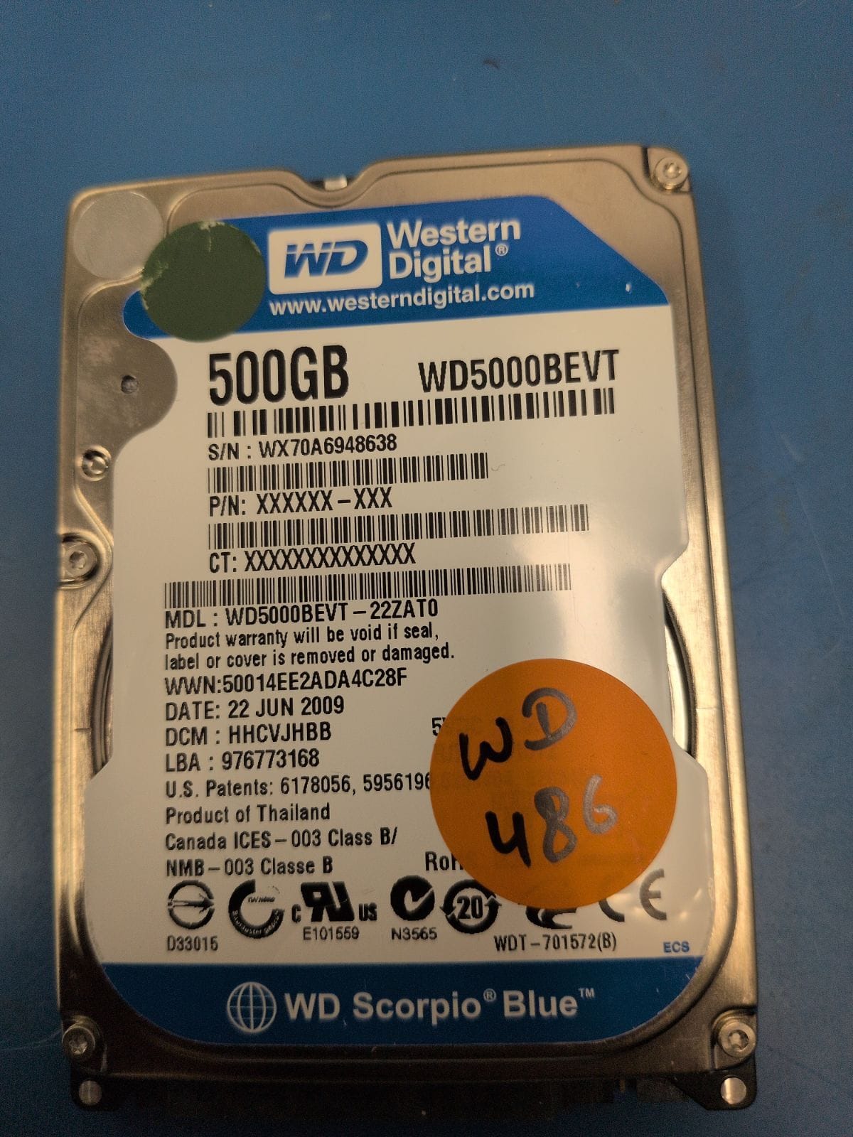 WD486 drive label (front)