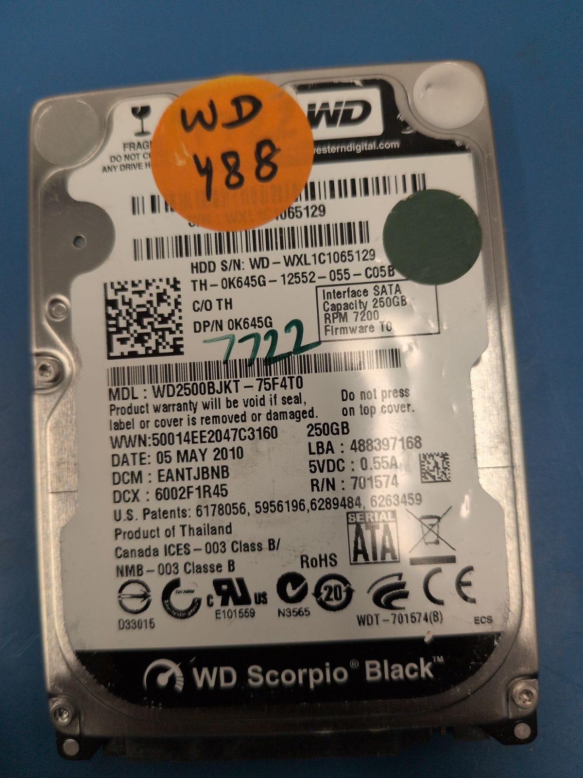 WD488 drive label (front)
