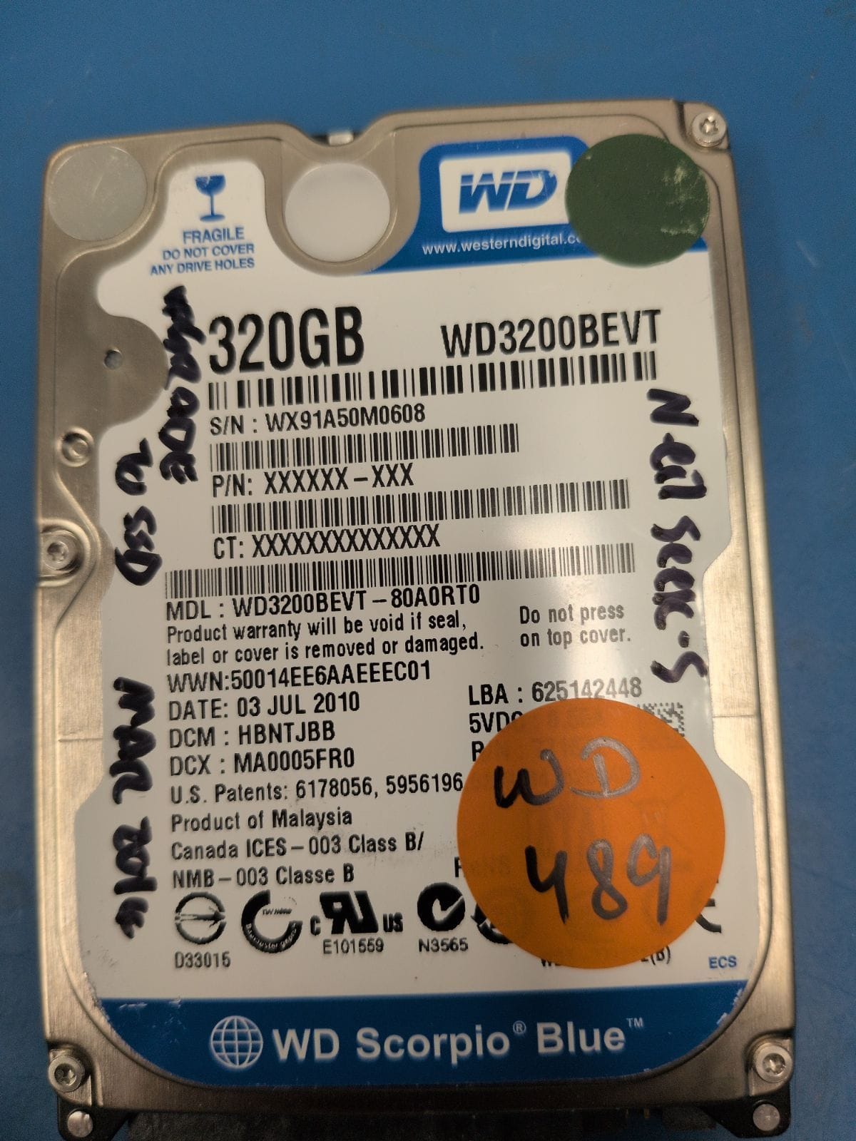 WD489 drive label (front)