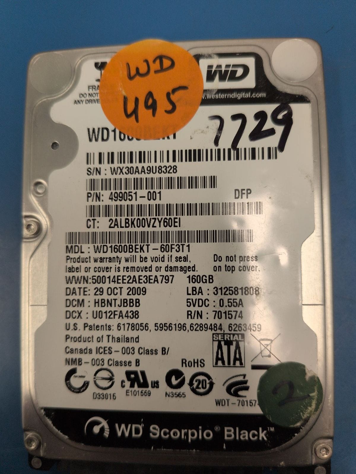 WD495 drive label (front)