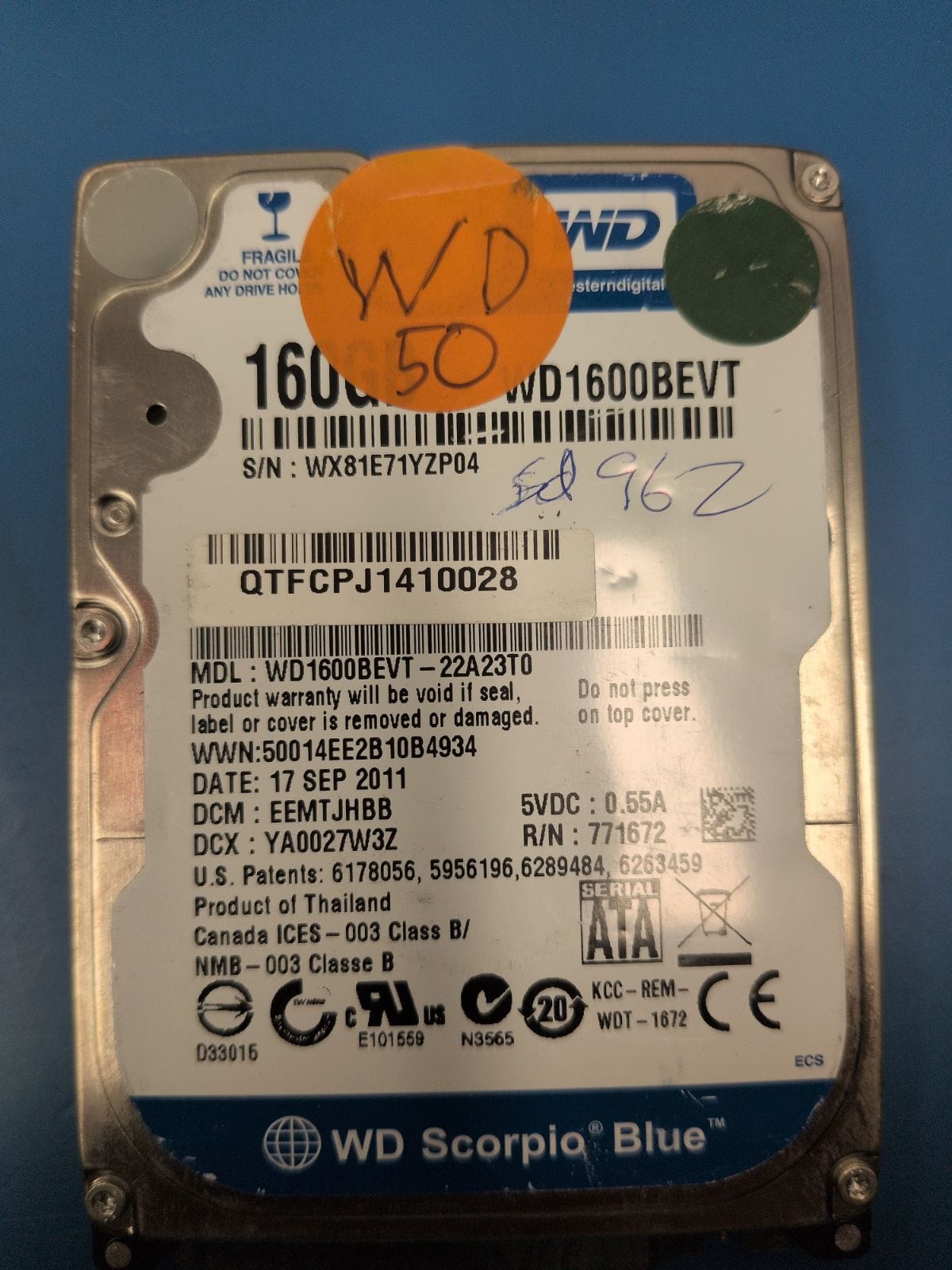 WD50 drive label (front)