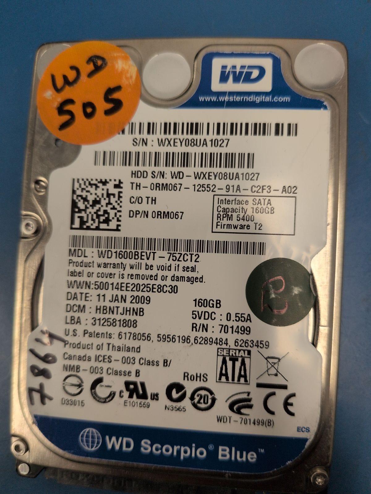WD505 drive label (front)