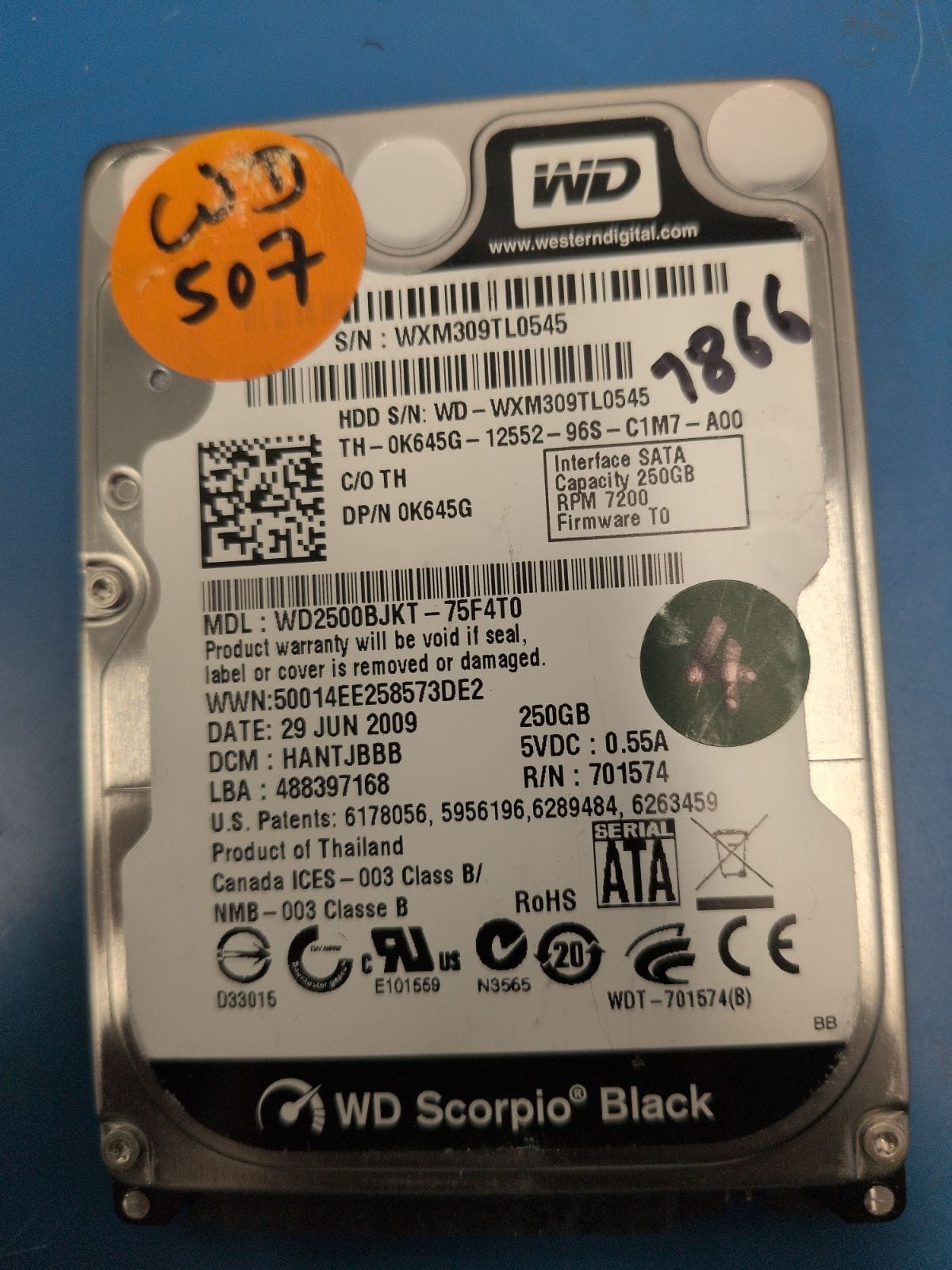 WD507 drive label (front)