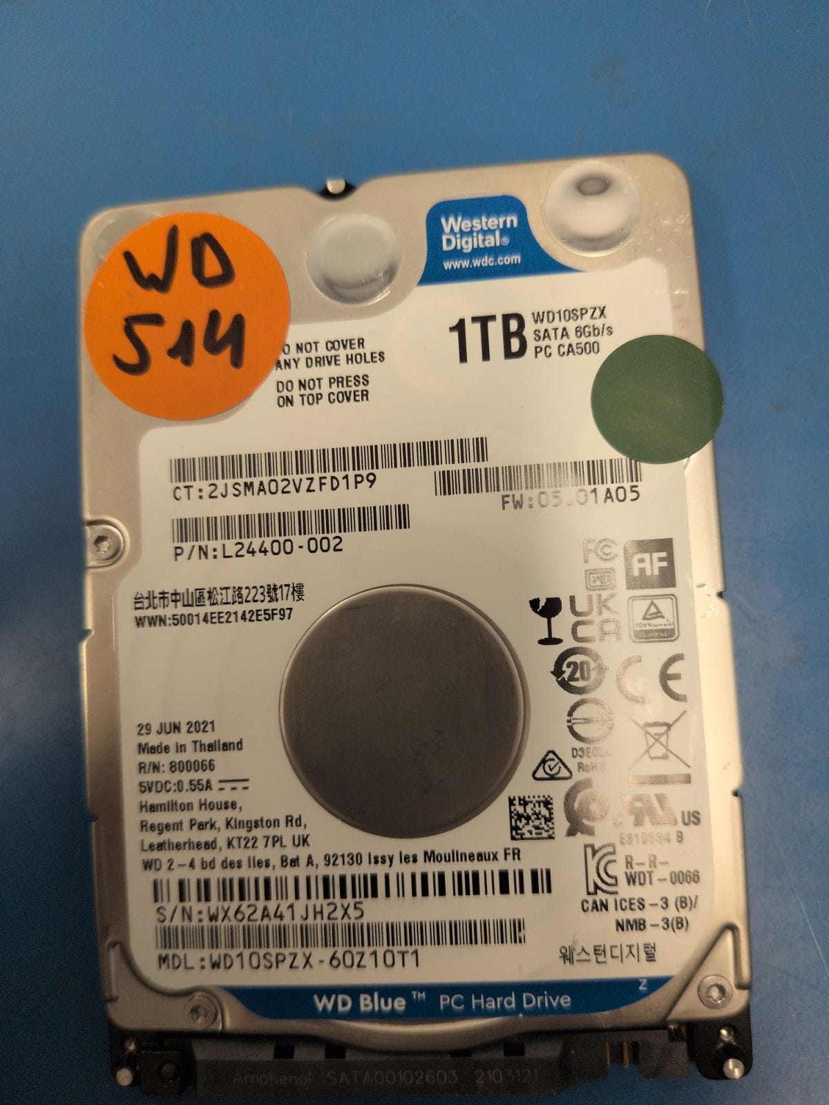 WD514 drive label (front)