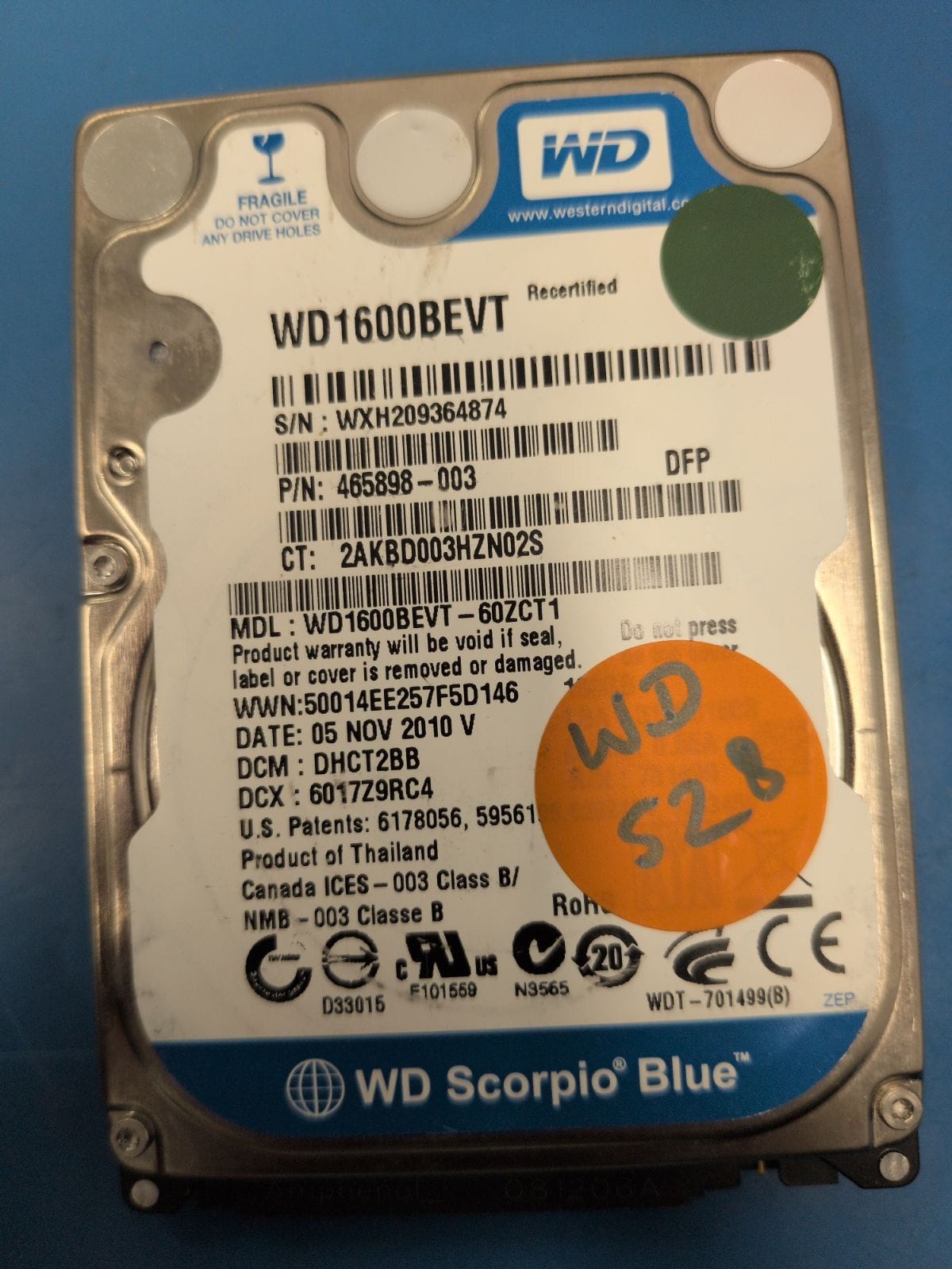 WD528 drive label (front)