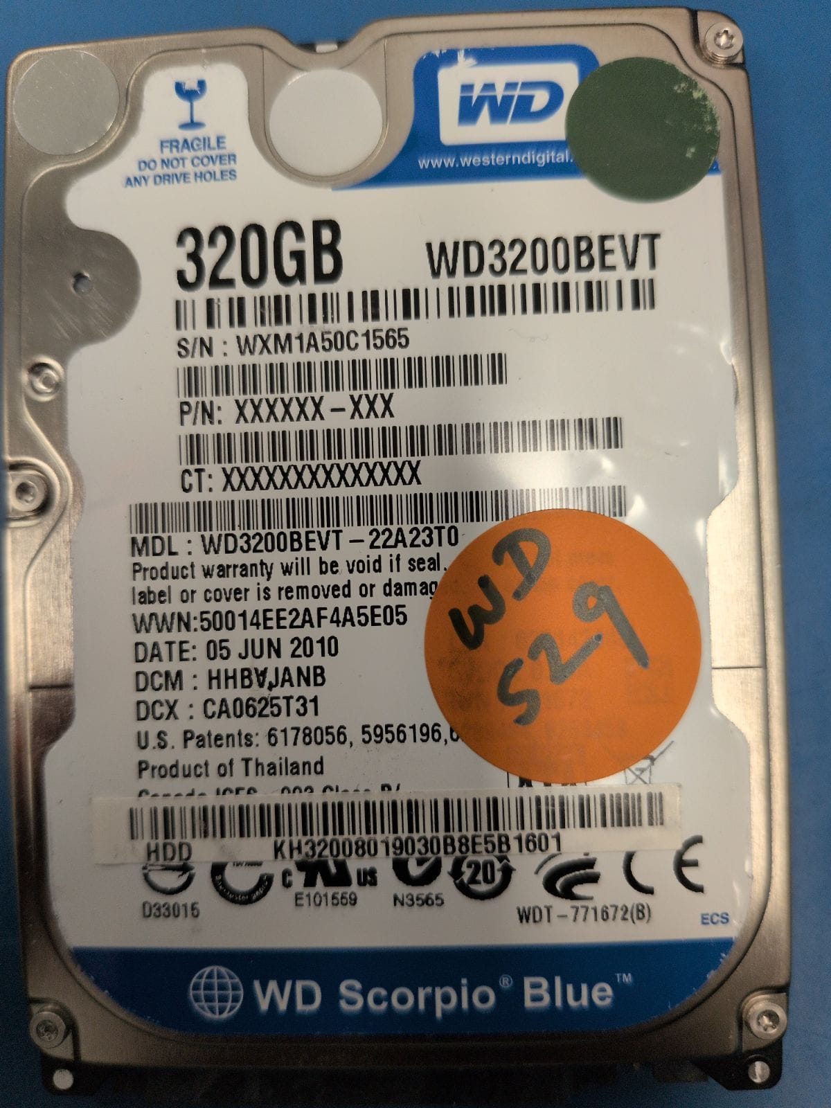 WD529 drive label (front)