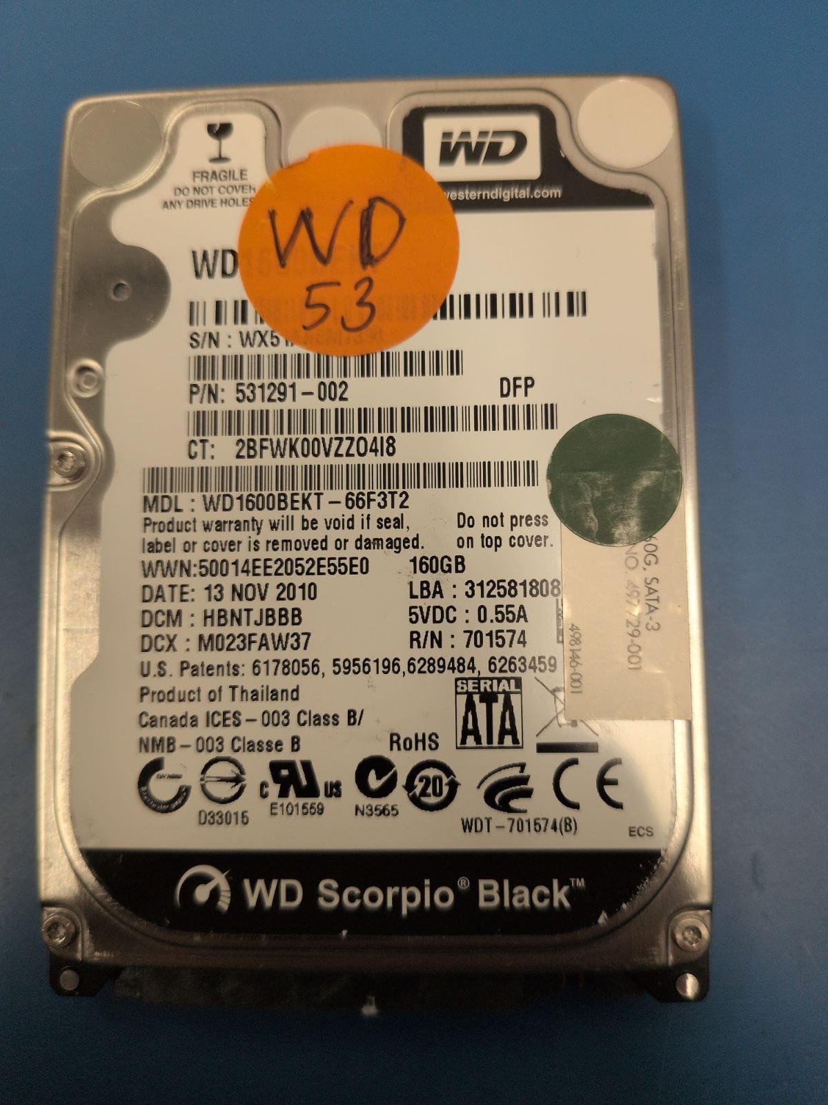 WD53 drive label (front)