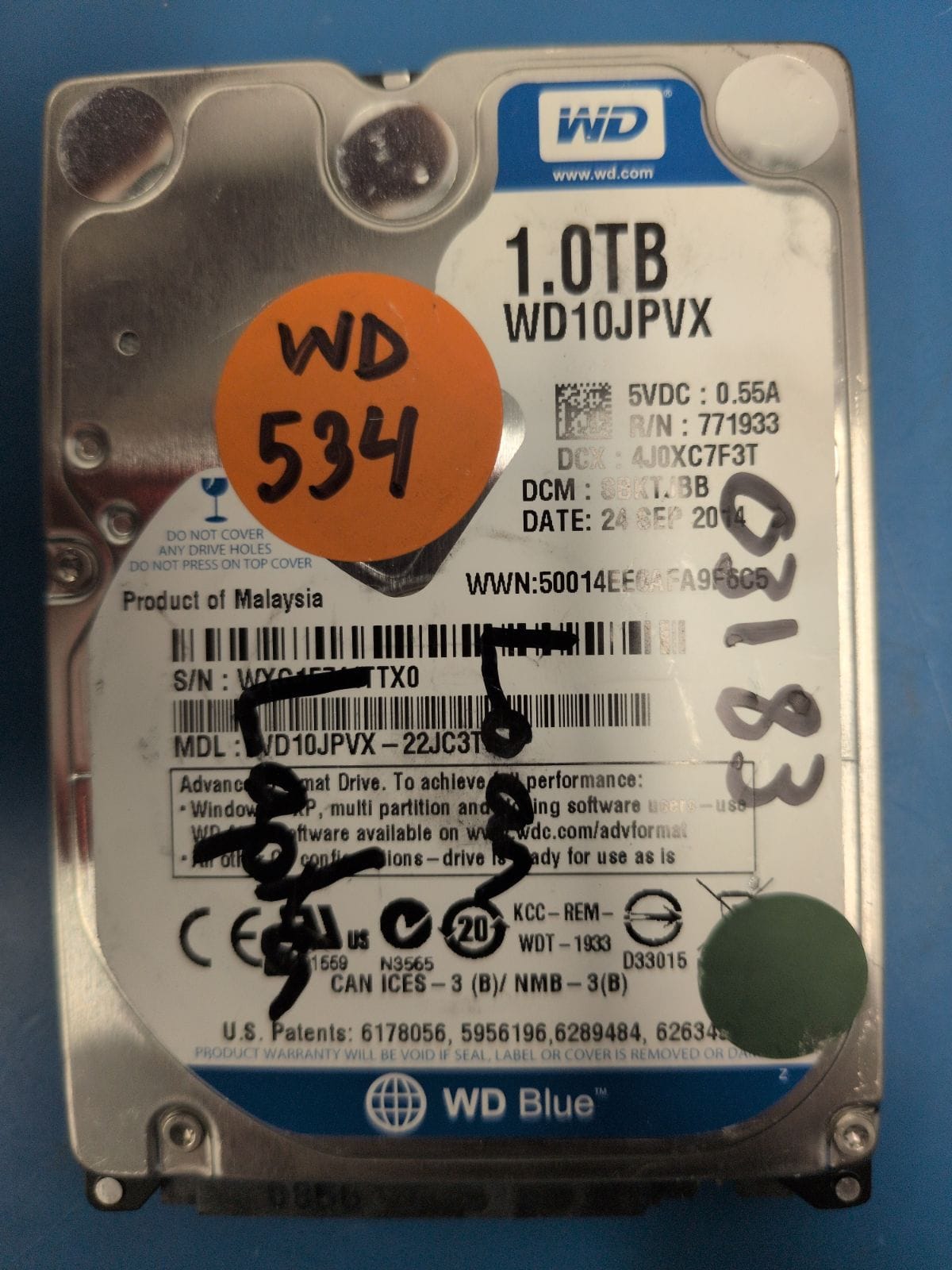WD534 drive label (front)