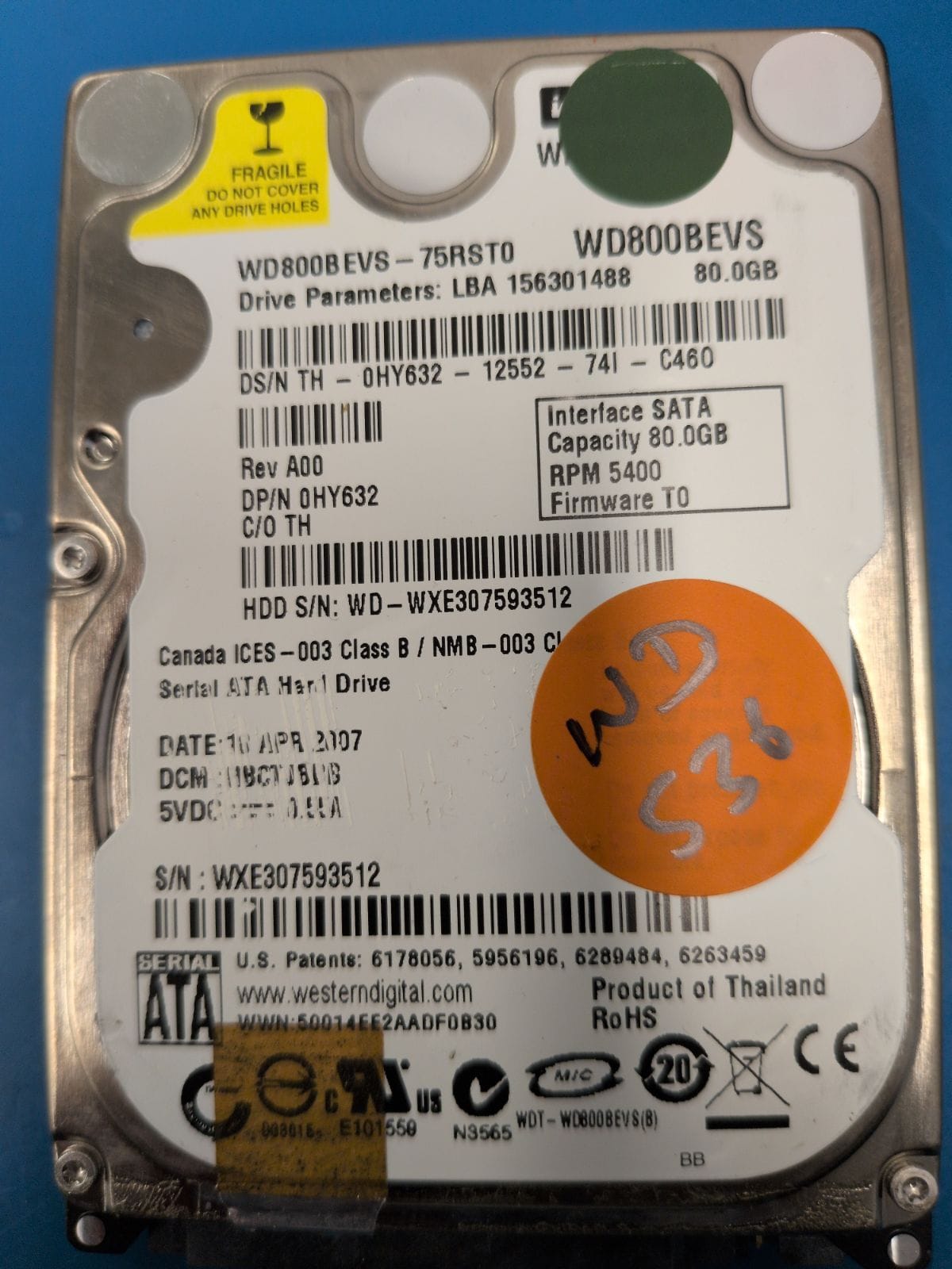 WD536 drive label (front)