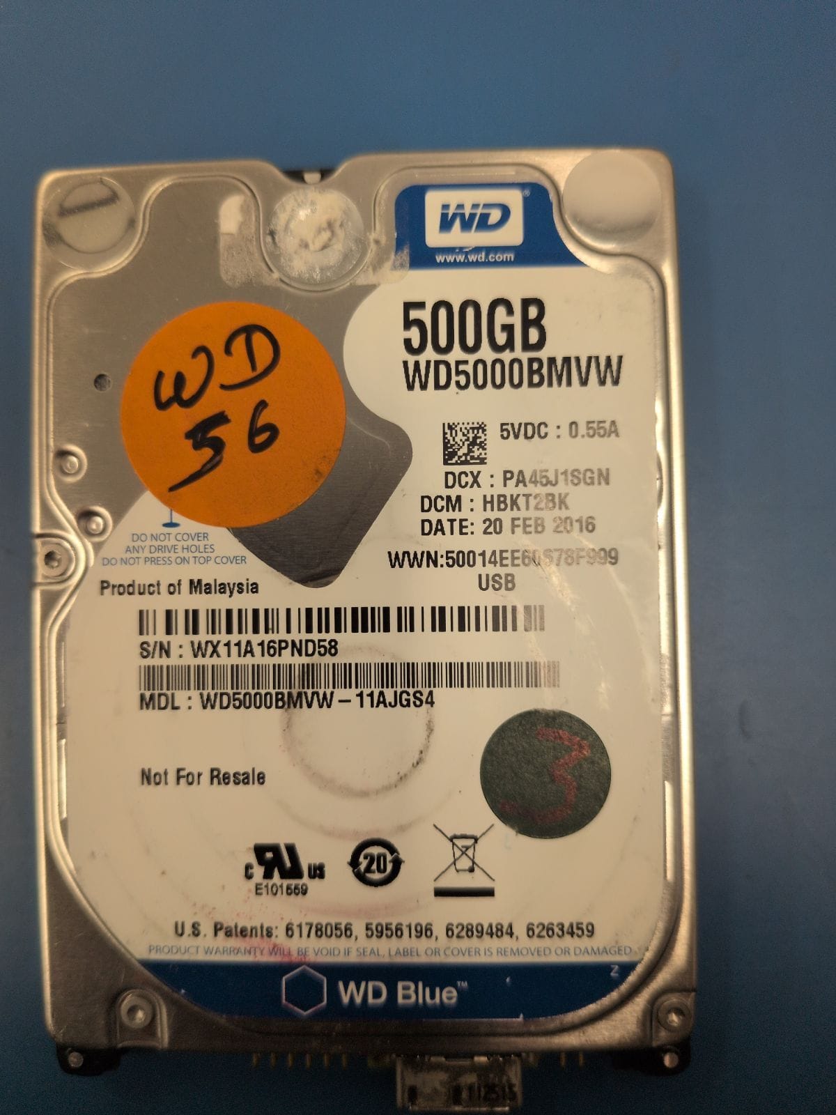 WD56 drive label (front)