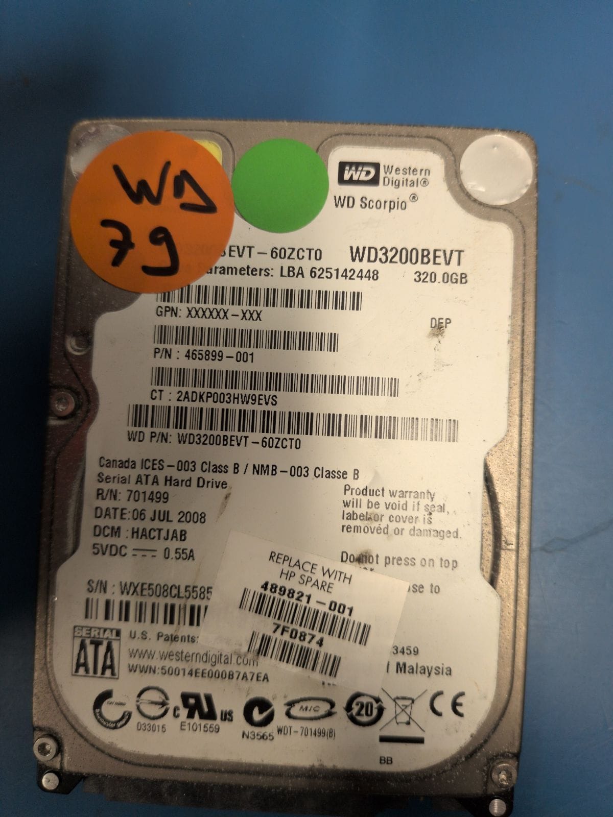 WD79 drive label (front)