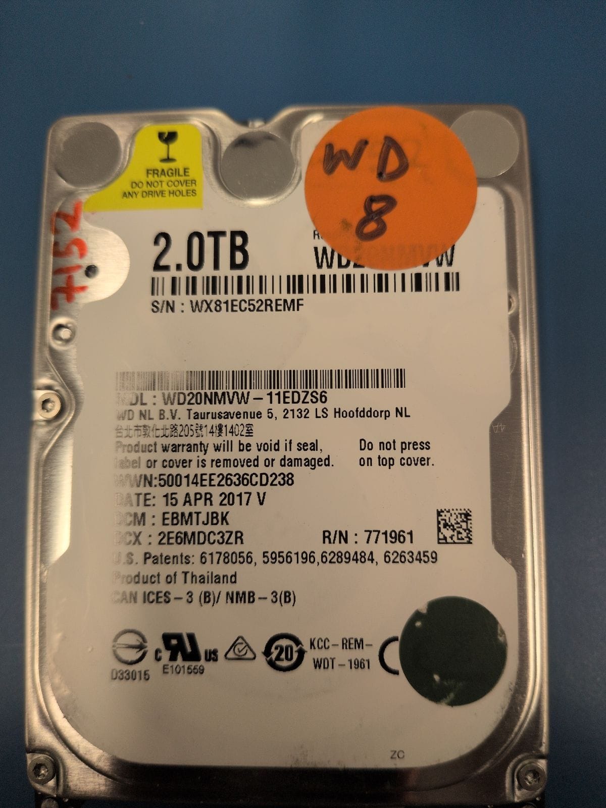 WD8 drive label (front)