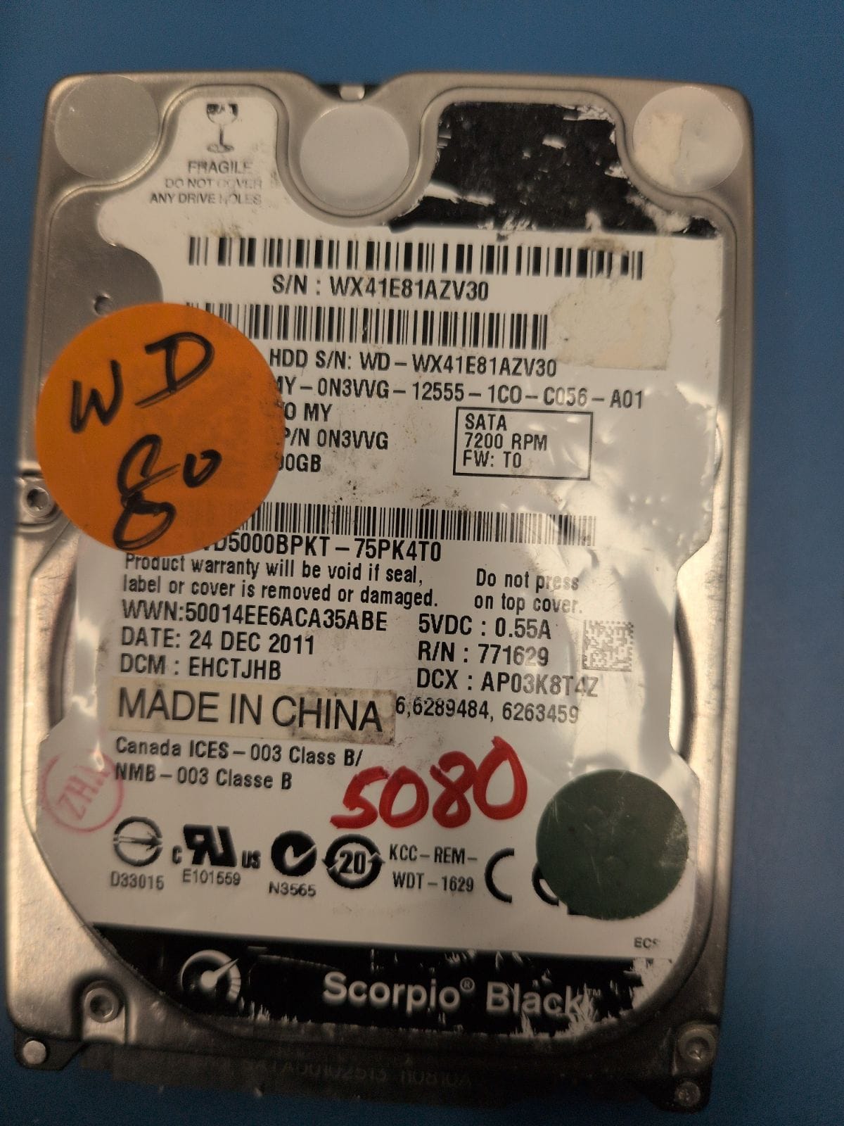 WD80 drive label (front)