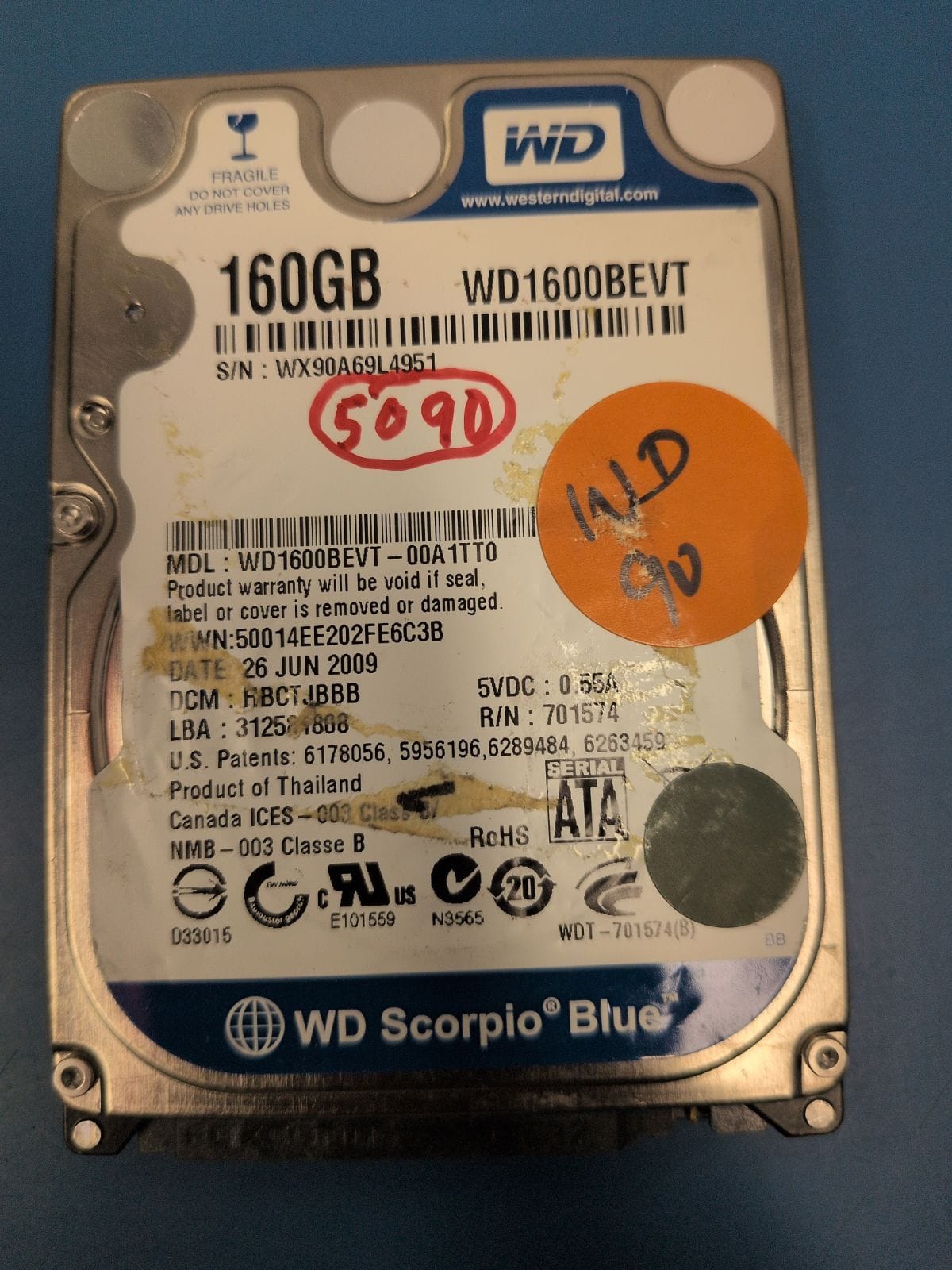 WD90 drive label (front)