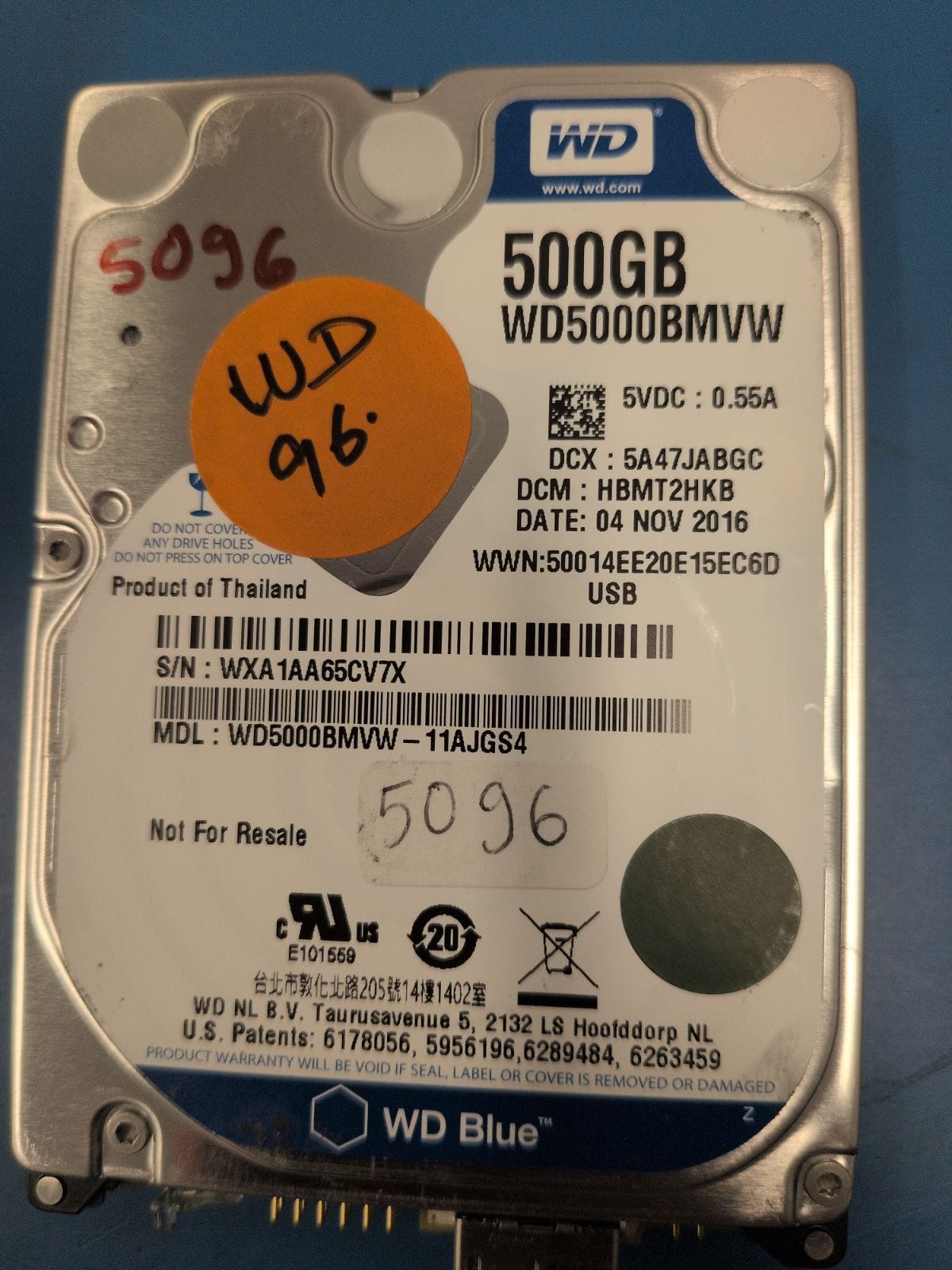 WD96 drive label (front)