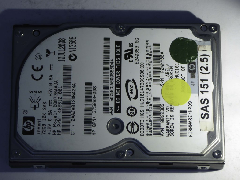 HP DG072BAAJA  0B22389 Drives