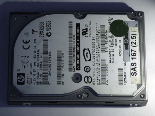 HP DG072BAAJA  0B22389 Drives