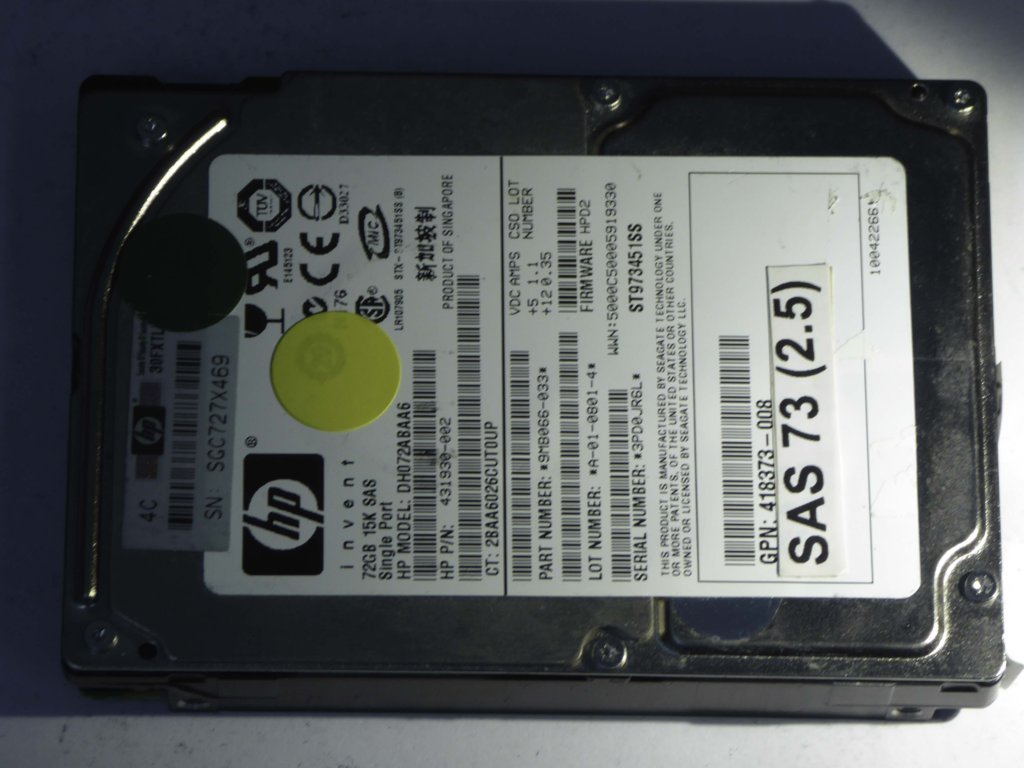 HP DH072ABAA6  9MB066-033 Drives