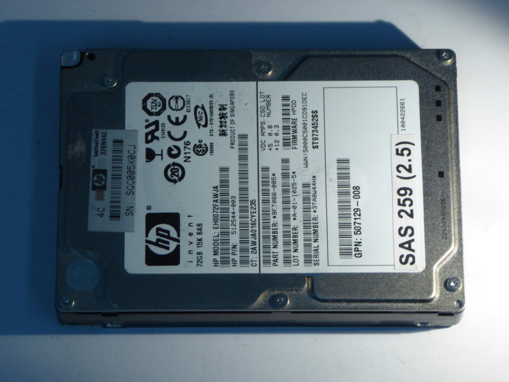 HP EH0072FAWJA  512544-003 Drives