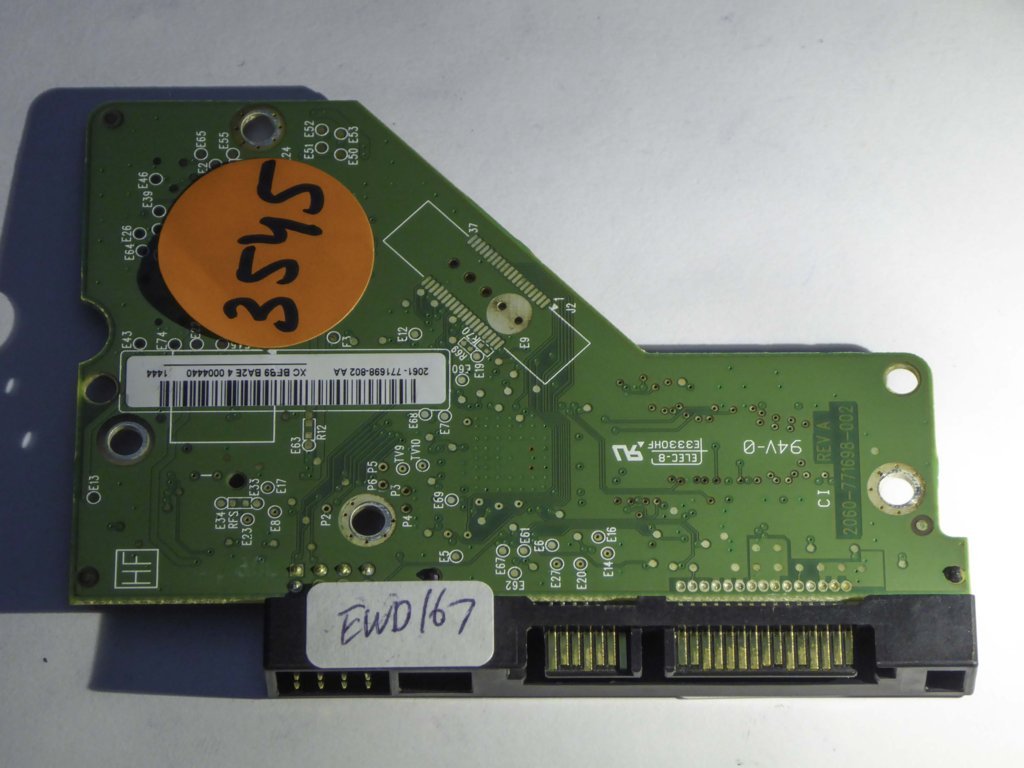 Western Digital WD20EARS-00MVWB0 2060-771698-002 REV A  PCB for Sale