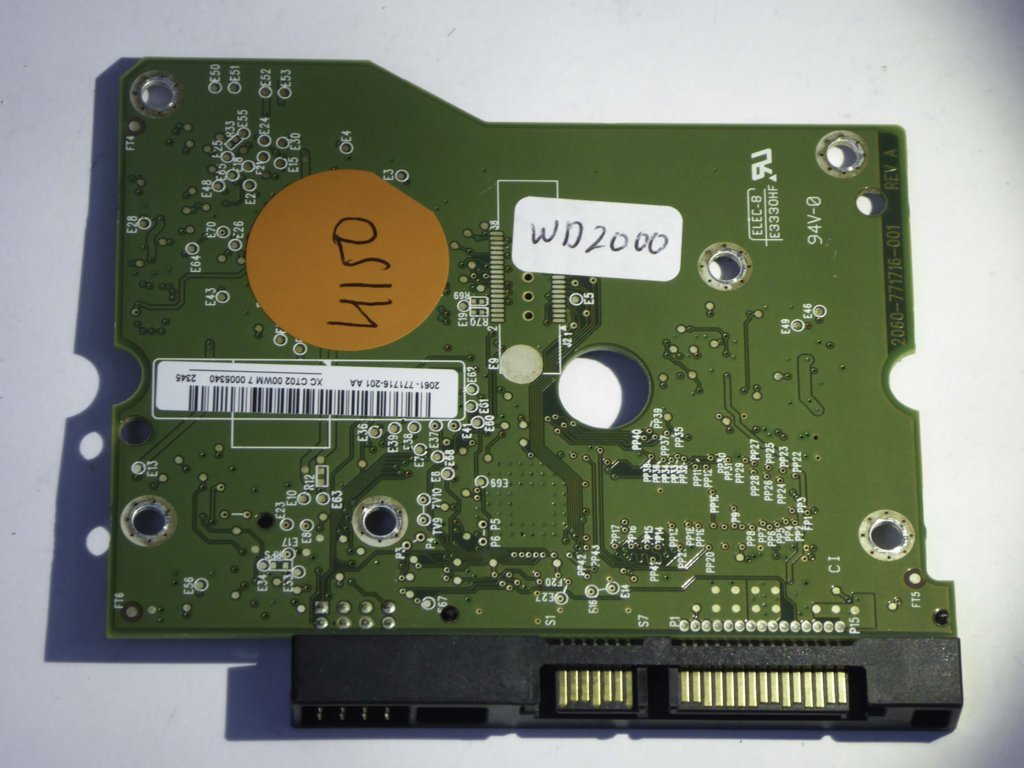 PCB pour disque dur 3,5″ SATA 2TB Western Digital WD20EARS, carte 2060-701477-001 PCB pour disque dur 3,5″ SATA 2TB Western Digital WD20EARS, carte 2060-701477-001