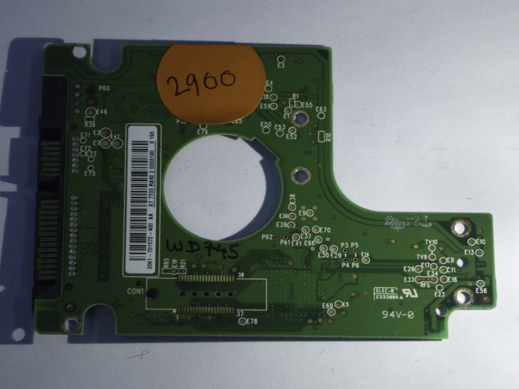 Western Digital WD5000BEVT-22ZAT0 2060-701572-002 REV A  PCB for Sale