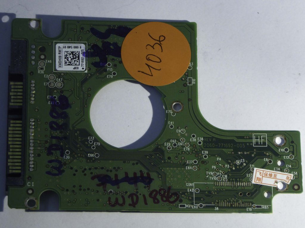 Western Digital WD7500BPVT-24HXZT1 2060-771692-005 REV A  PCB for Sale